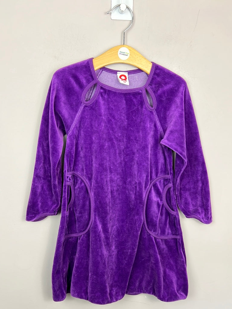 Secondhand organic kids Katvig Purple Velour skater dress 4y