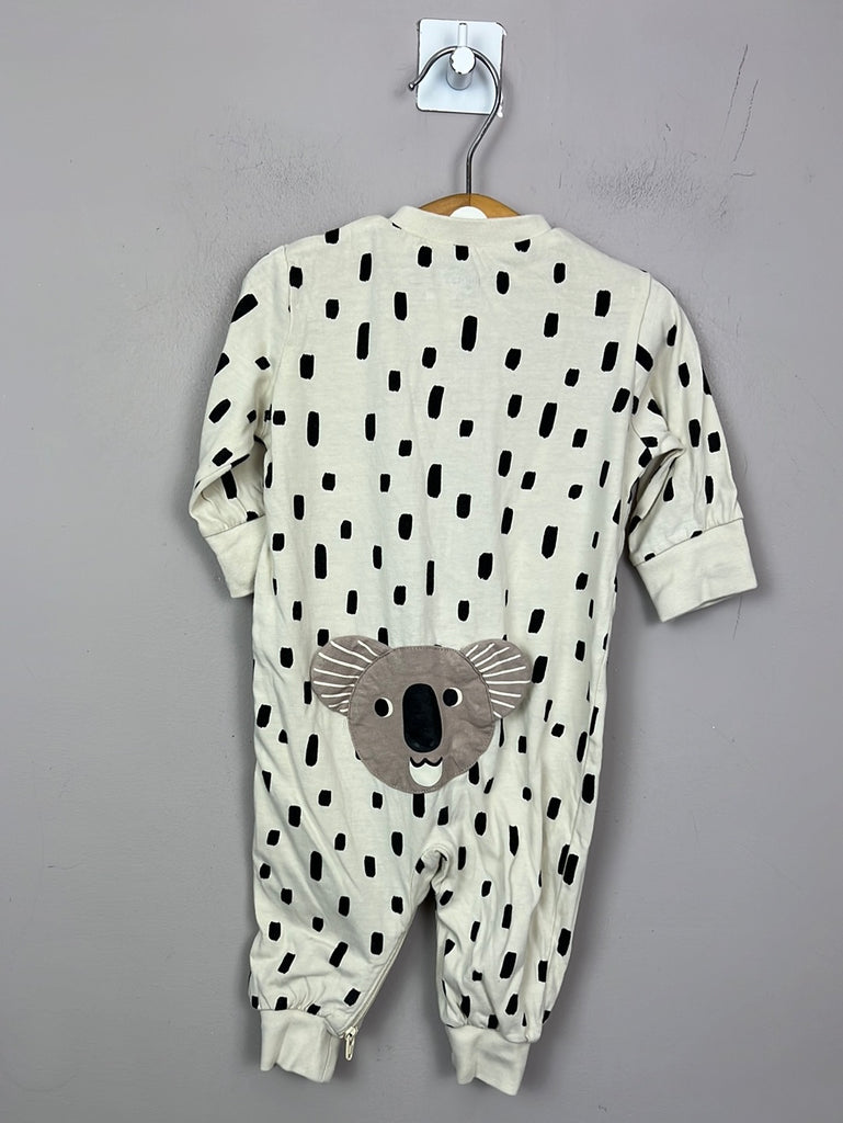 Pre Loved Lindex zip sleepsuit - ivory Koala bottom 2-4m