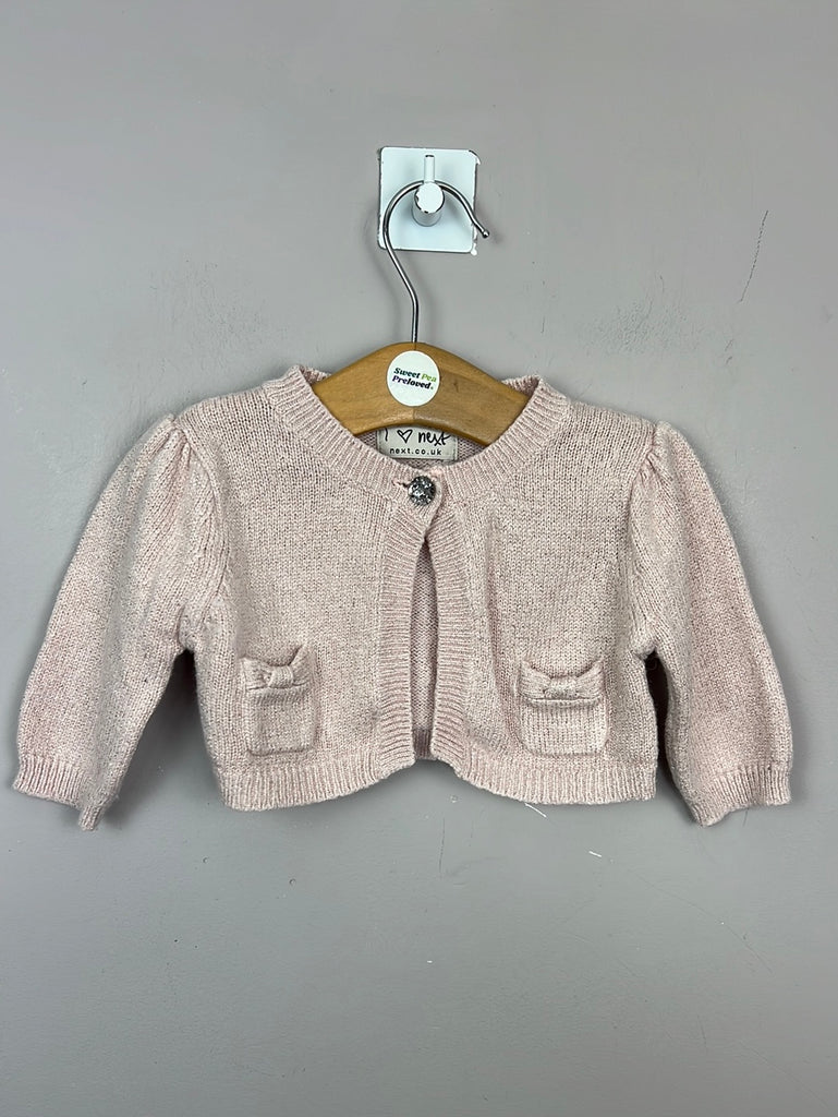 Pre loved baby Next pale pink sparkle cardigan 3-6m