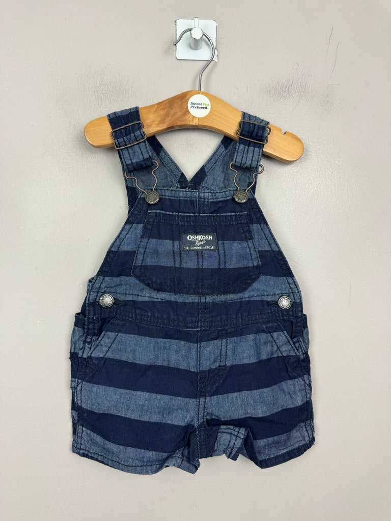 Oshkosh Navy stripe short dungarees 6m - Sweet Pea Preloved