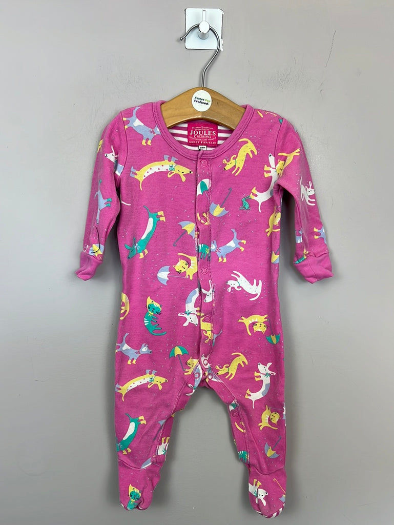 Second Hand baby Joules raining cats & dogs sleepsuit 3-6m