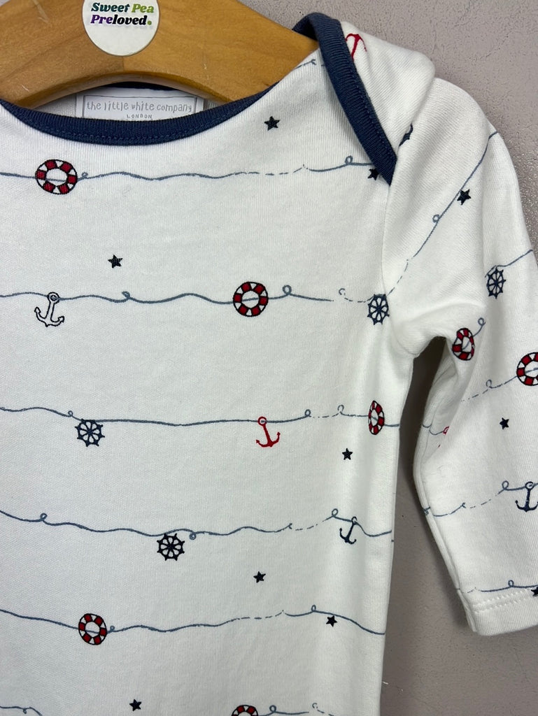 Preloved baby Little White Company Nautical footless sleepsuit - Newborn