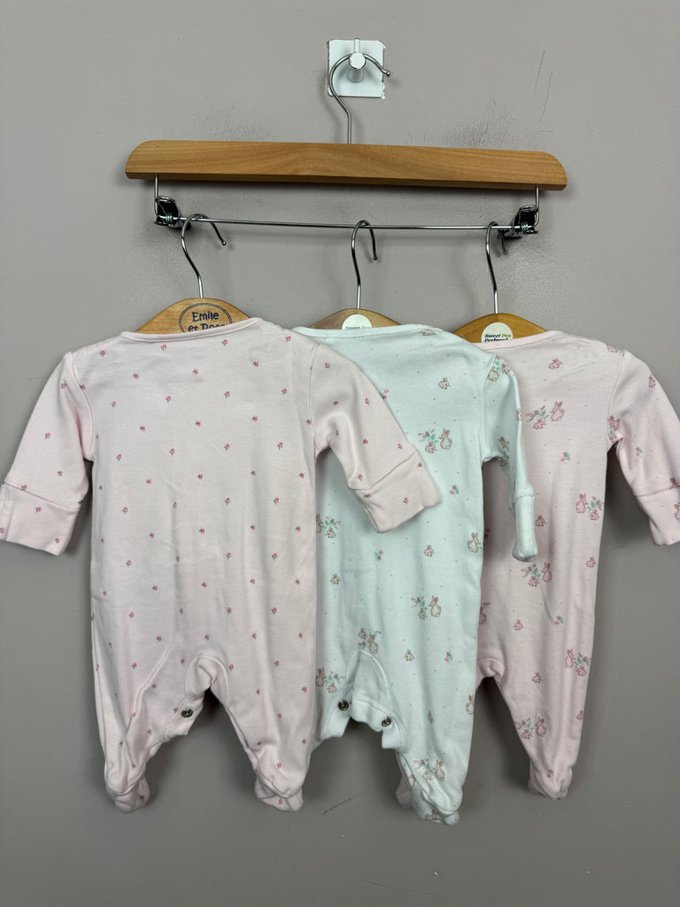 Second Hand Baby Next pink & white sleepsuits x3 - First Size