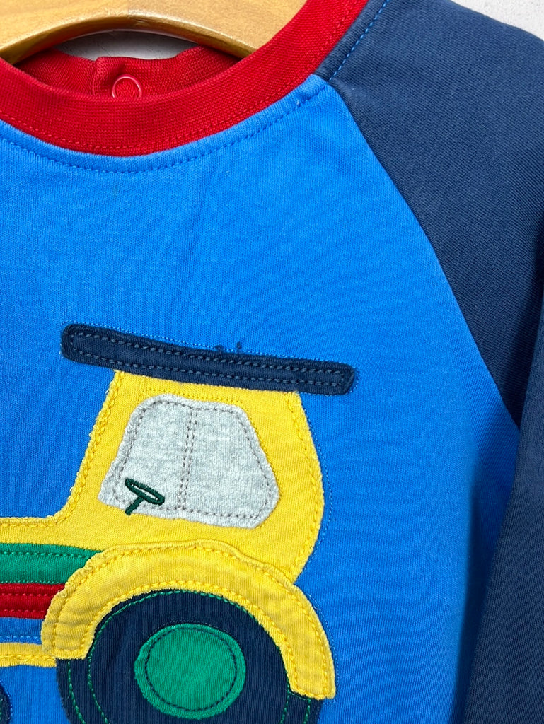 Pre Loved Baby Frugi Tractor raglan t-shirt 12-18m