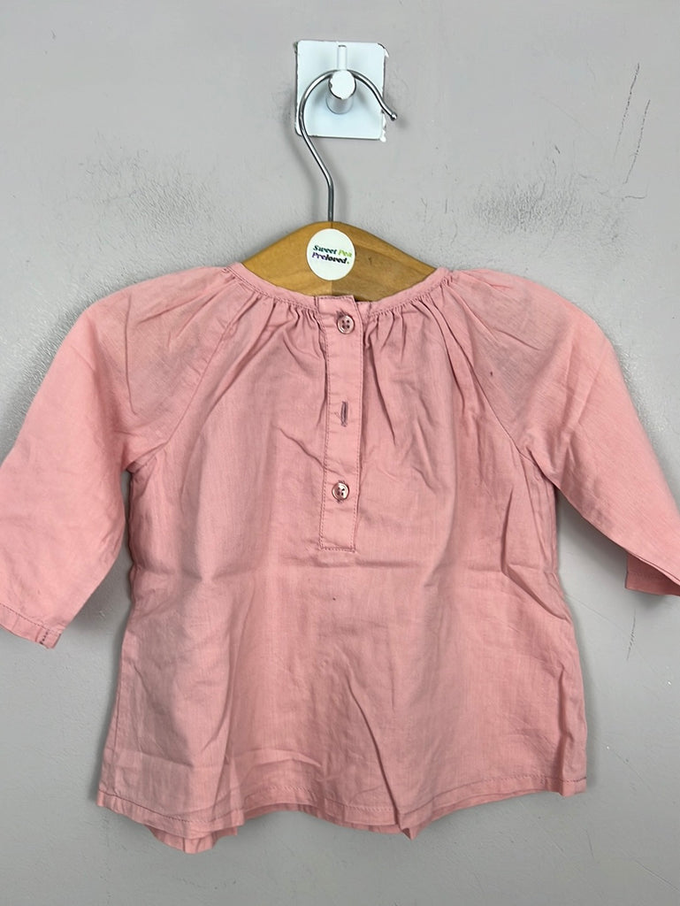 M&S Pink embroidered cotton blouse 0-3m - Sweet Pea Preloved 
