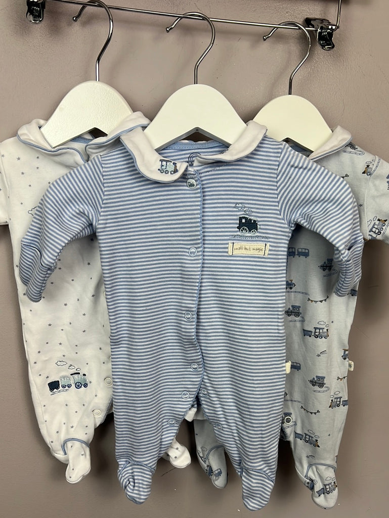 First Size Next Collared Train Sleepsuits - Sweet Pea Preloved