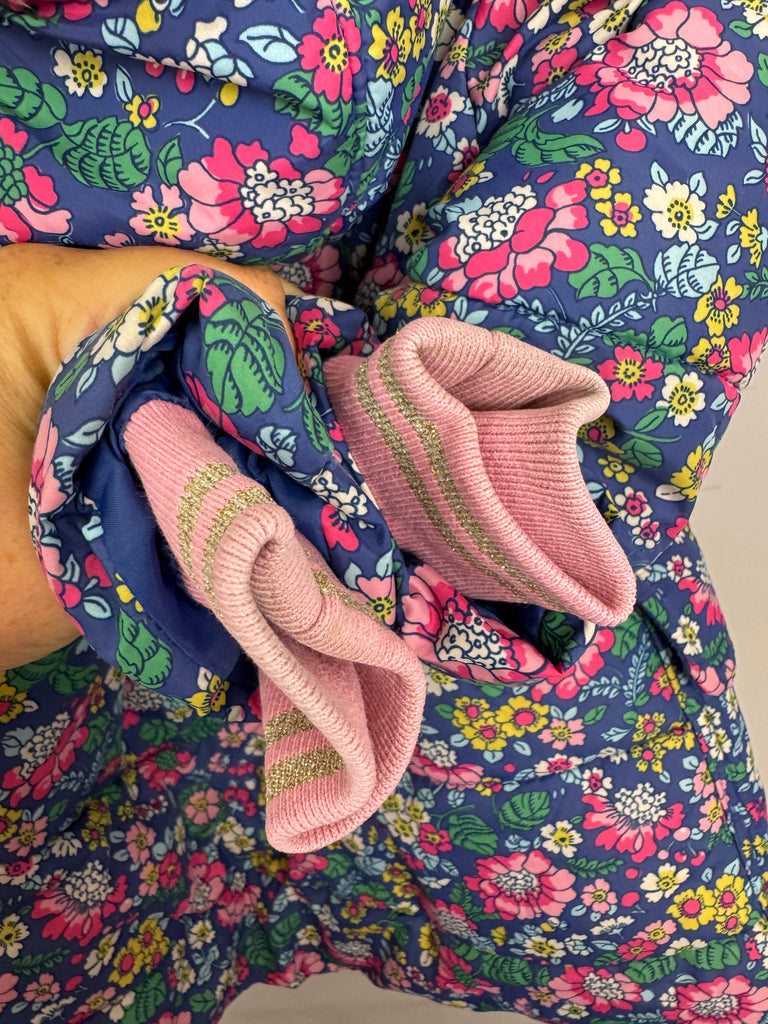 Boden Navy Floral Padded Coat 2-3y