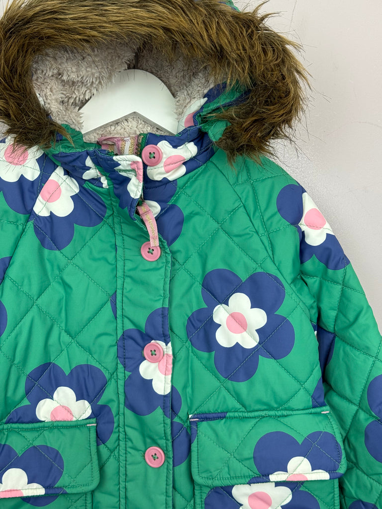 Pre Loved children Boden Green Floral Padded Coat 2-3y 