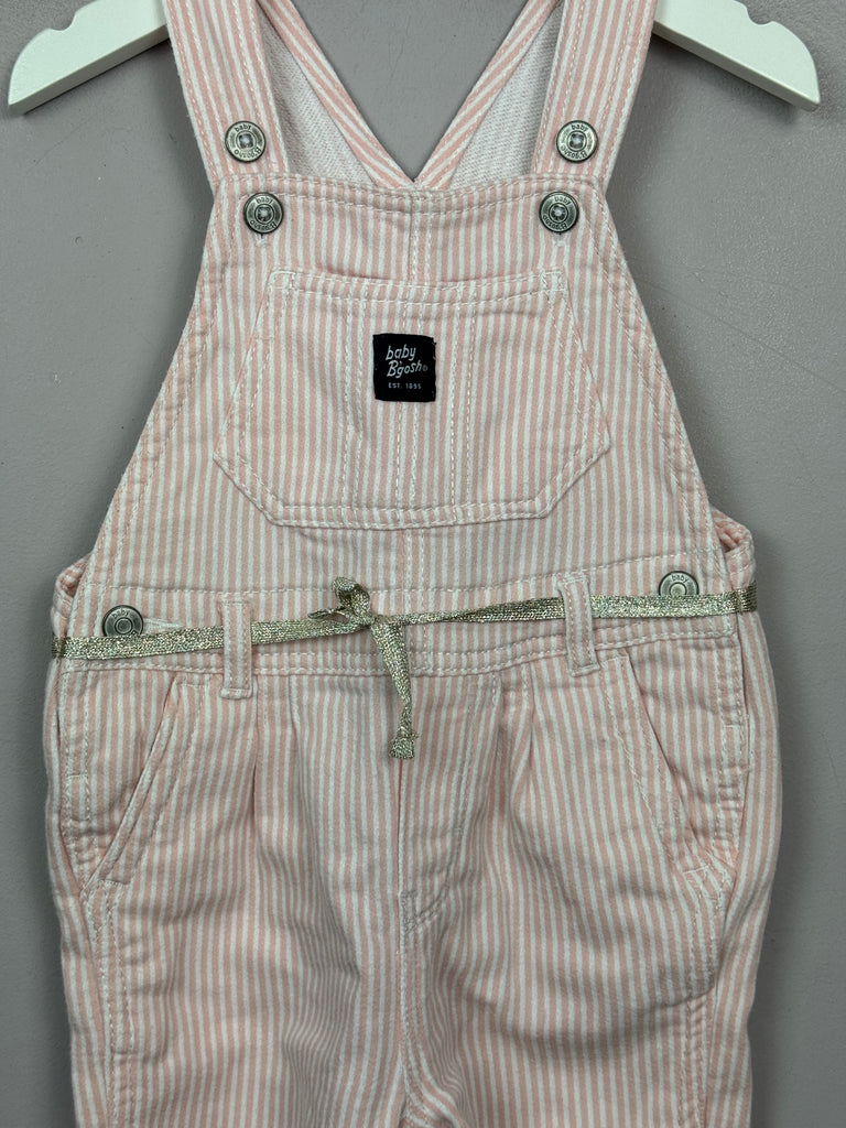 Preloved girls Oshkosh pink hickory stripe dungarees 24m