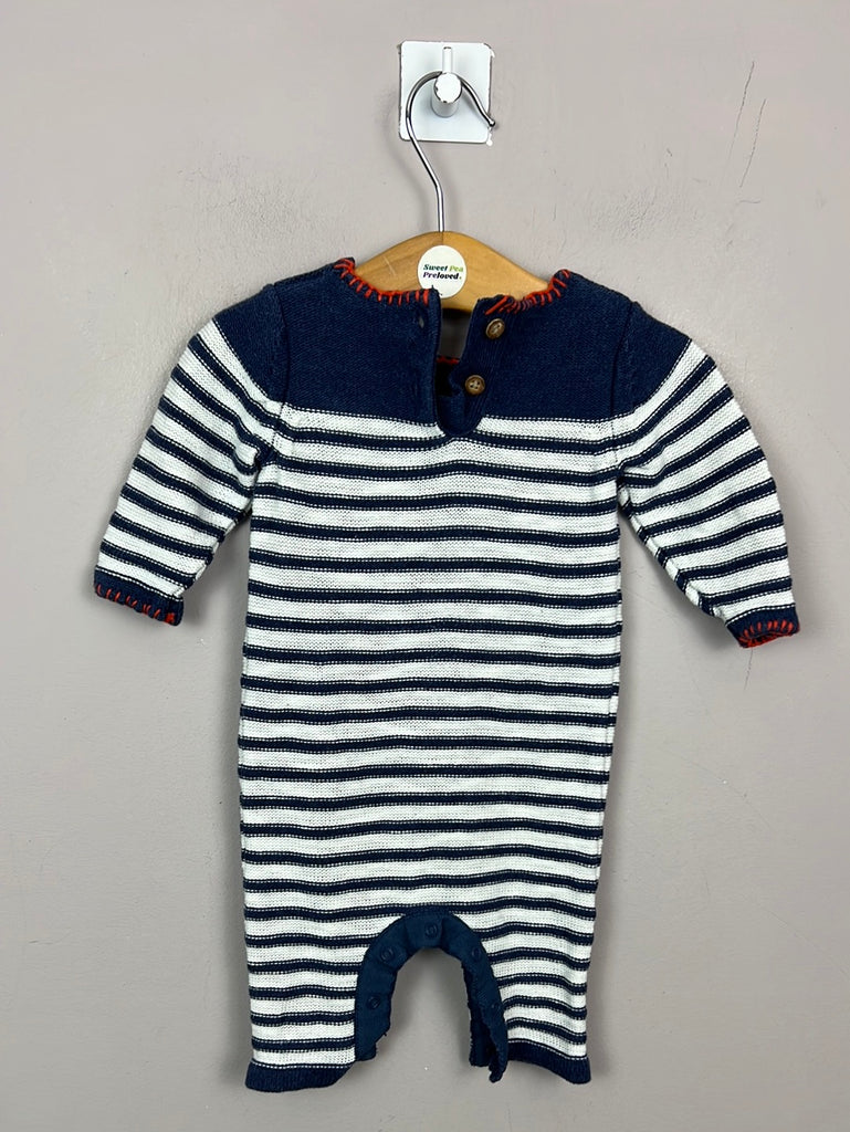 Pre Loved baby 1m Next navy stripe knitted romper