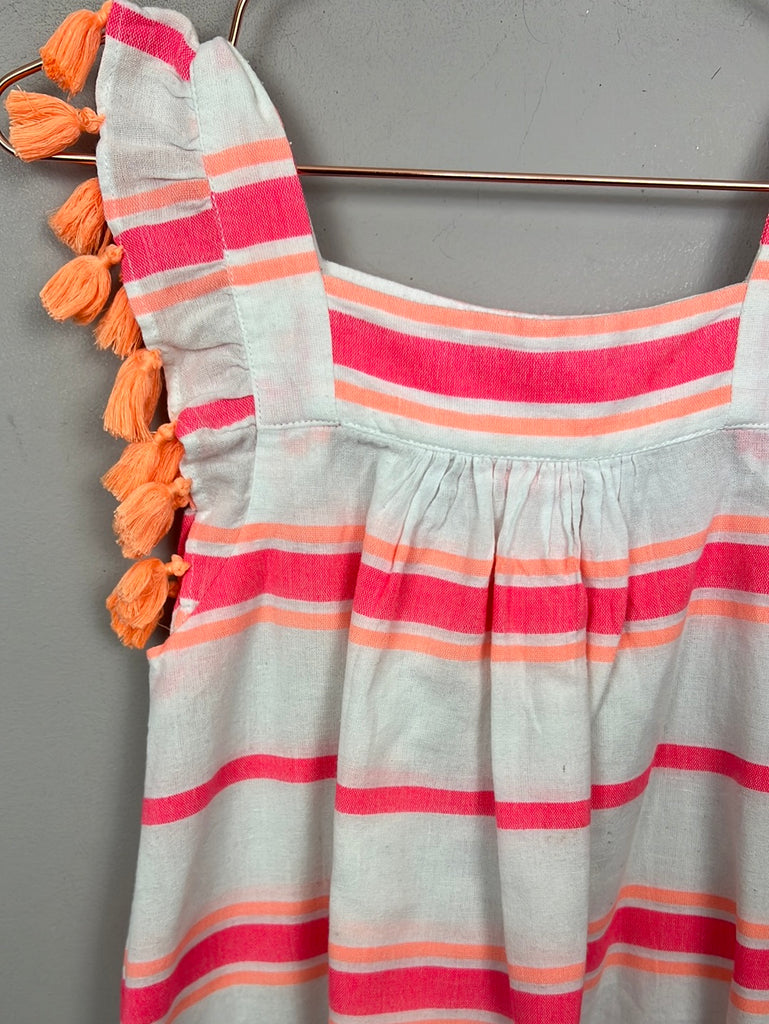 Sun UVA neon stripe tassel dress - Sweet Pea Preloved