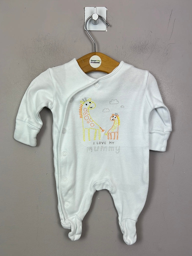Pre Loved Baby First Size I Love Mummy giraffe sleepsuit
