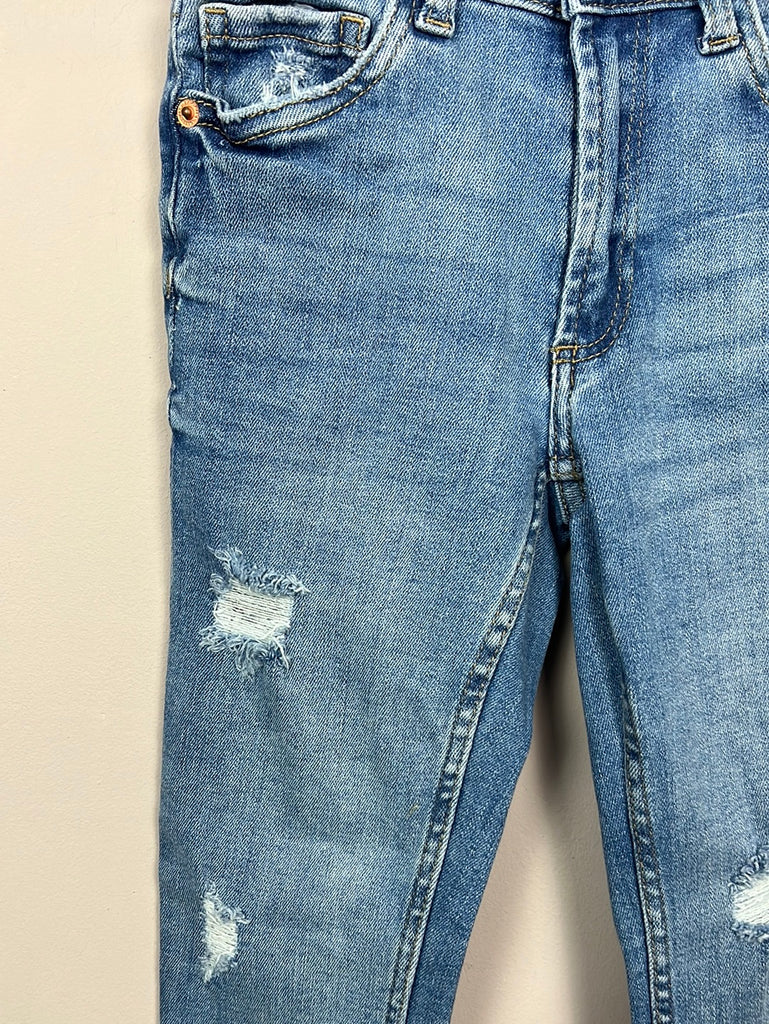 Preloved kids Zara Mid wash ripped jeans raw hem 9y