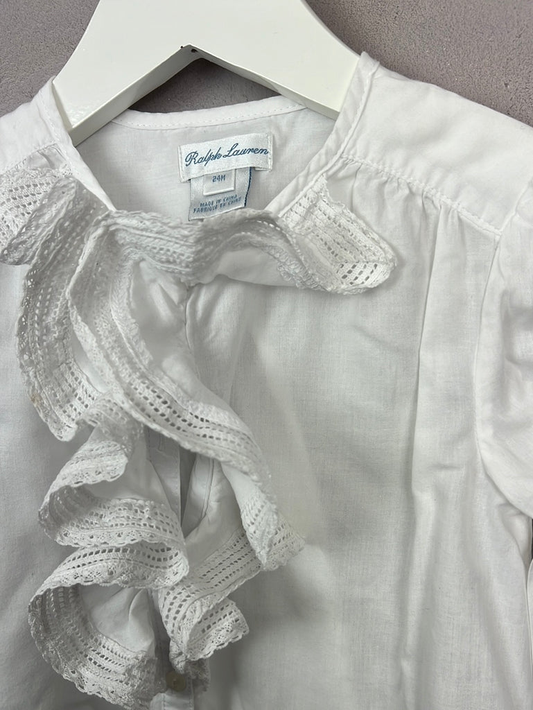 Secondhand Childrens Ralph Lauren Ruffle front blouse 24m