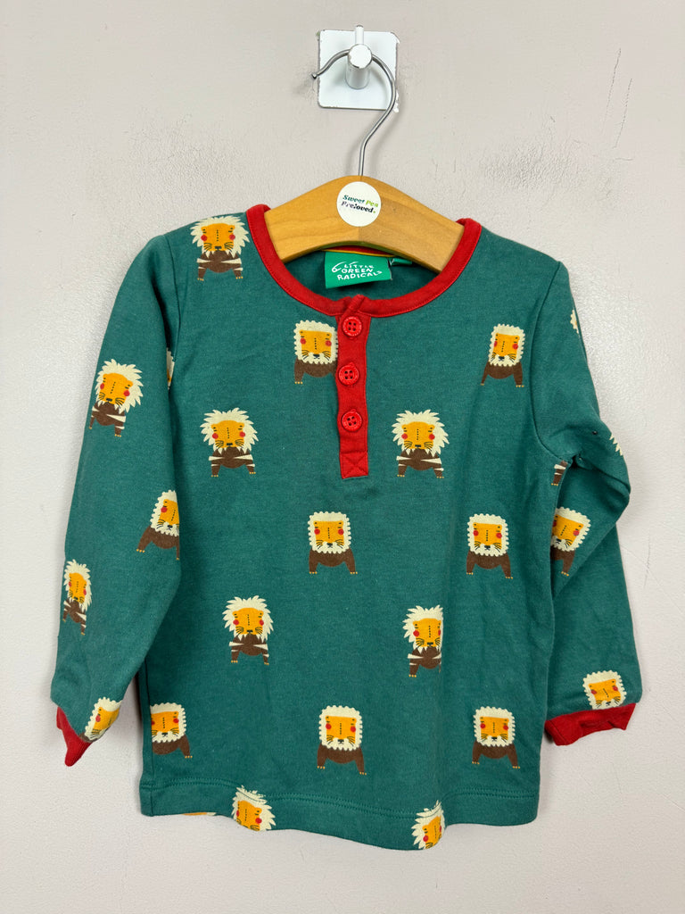 Little Green Radicals Lion Henley Top 12-18m- Sweet Pea Preloved