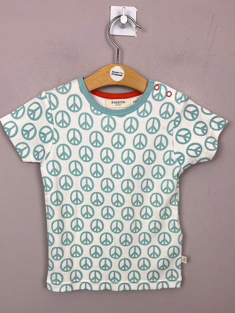 Pigeon Organics Turquoise Peace T-shirt  - Sweet Pea Preloved