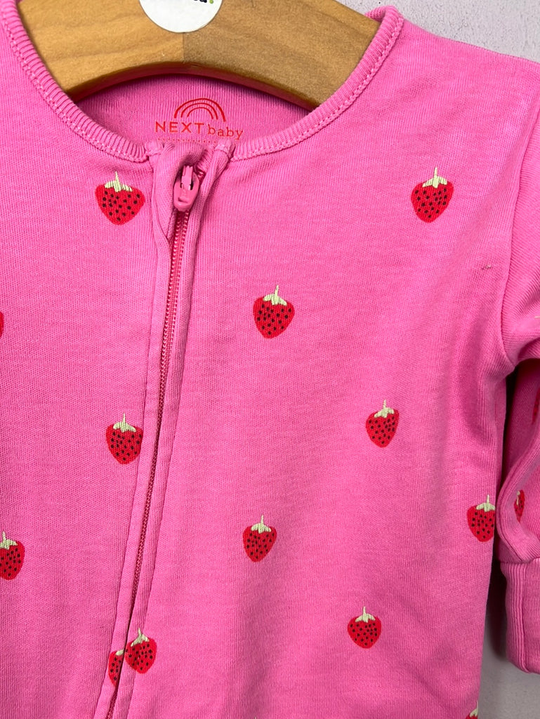 Pre Loved Baby 1m Next strawberry zip sleepsuit