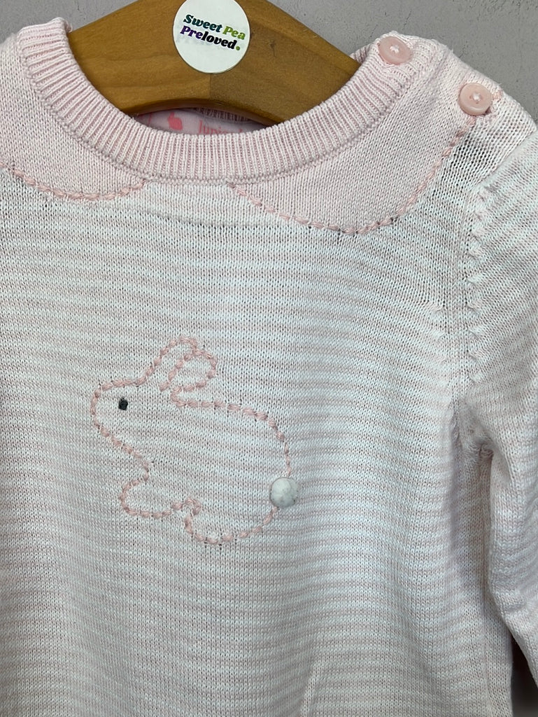 Jasper Conran pink knit bunny romper 3-6m