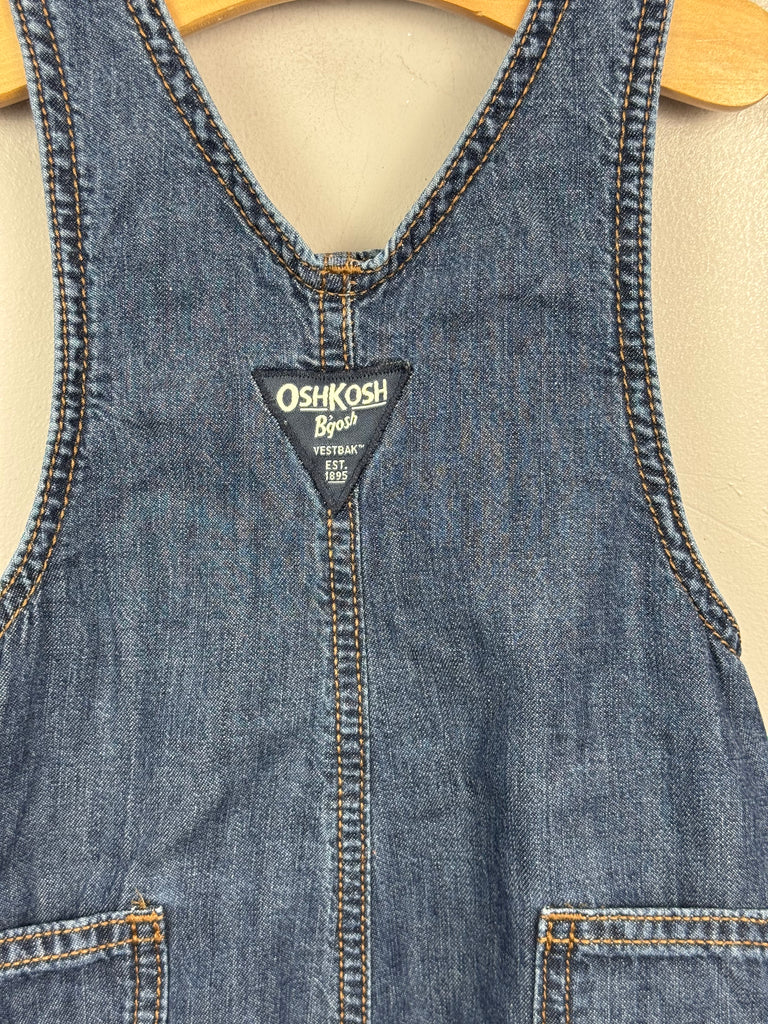 Second Hand Baby Oshkosh Red Check Lined Denim Dungarees 9m