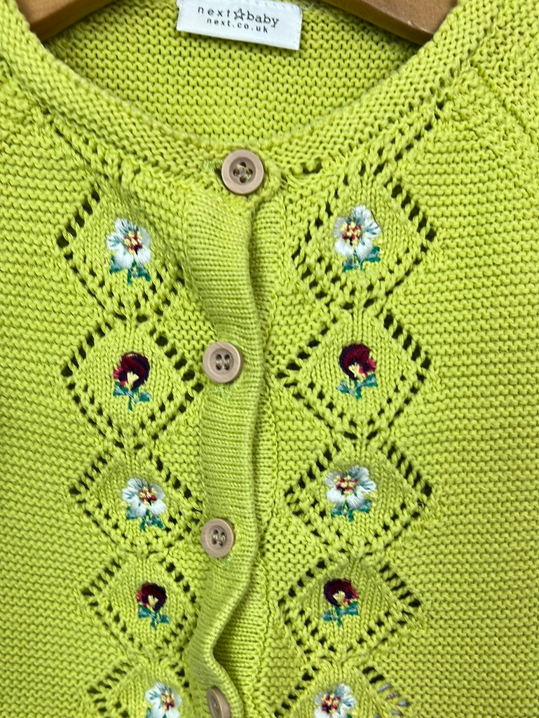 Second hand baby Next lime embroidered cardigan 9-12m