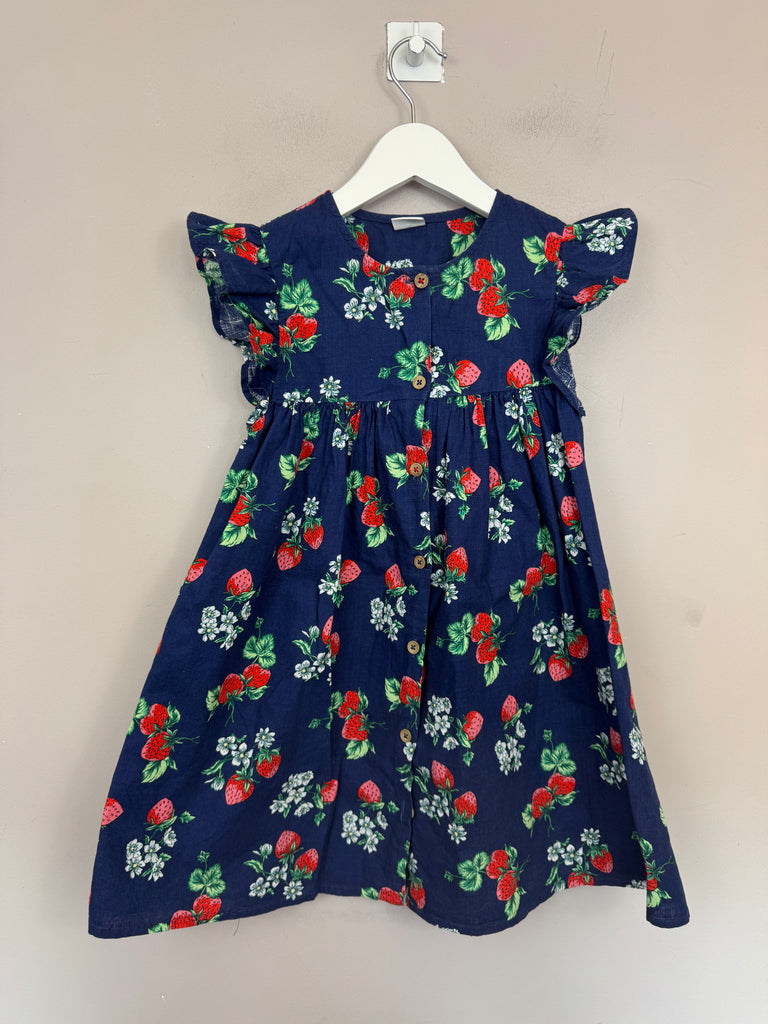 Next Navy Strawberry Dress 5-6y - sweet pea preloved 