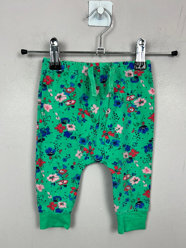 Pre Loved Baby Next green floral joggers 3-6m