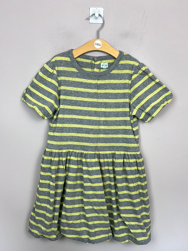 Pre Loved Girls Miniature Grey/Yellow Stripe Dress 10y