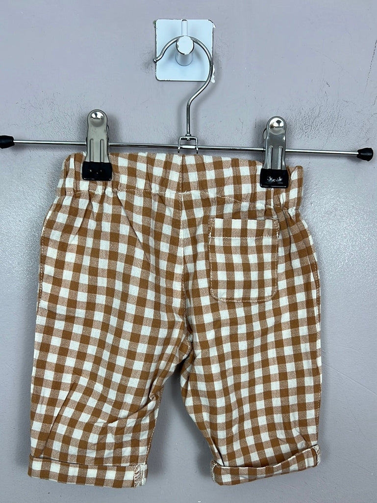 Lindex tan check trousers 1-2m - Sweet Pea Preloved 