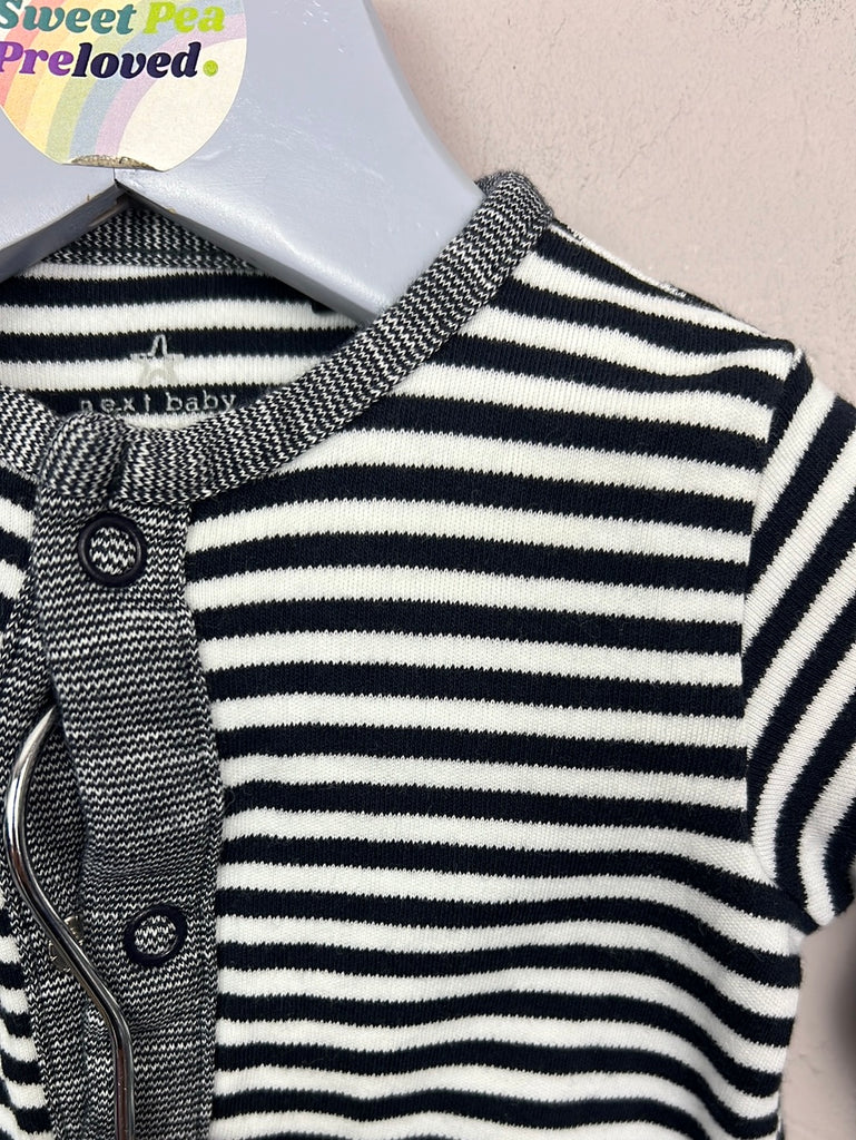 Secondhand Next Racoon/ stripe sleepsuits up to 1 month