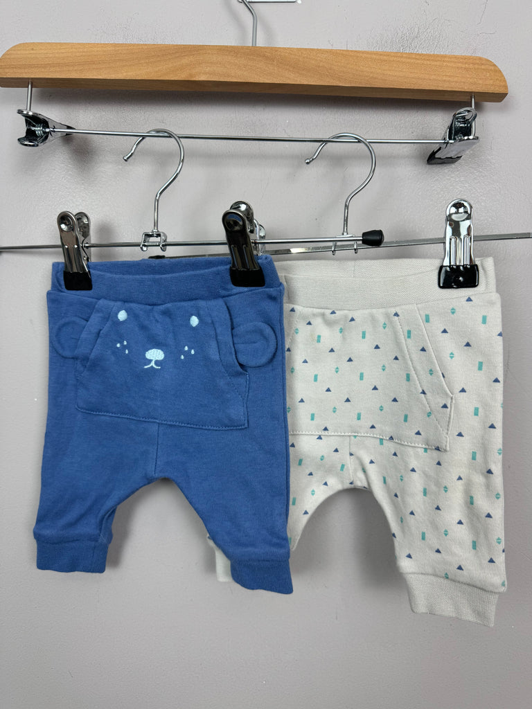 M&S 2pk bear/triangle joggers - Newborn - Sweet Pea Preloved