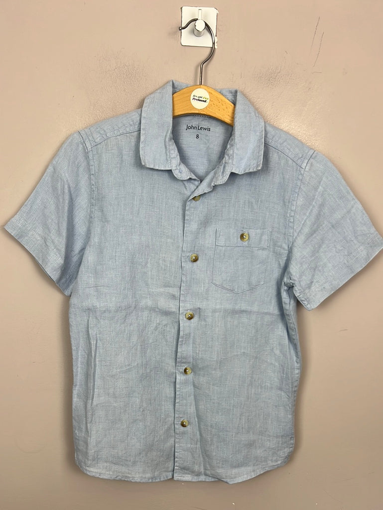 John Lewis blue Linen Shirt 8y - Sweet Pea Preloved