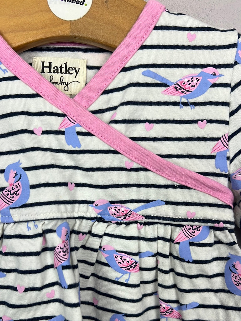 Pre Loved Baby Hatley stripe bird print dress 6-9m