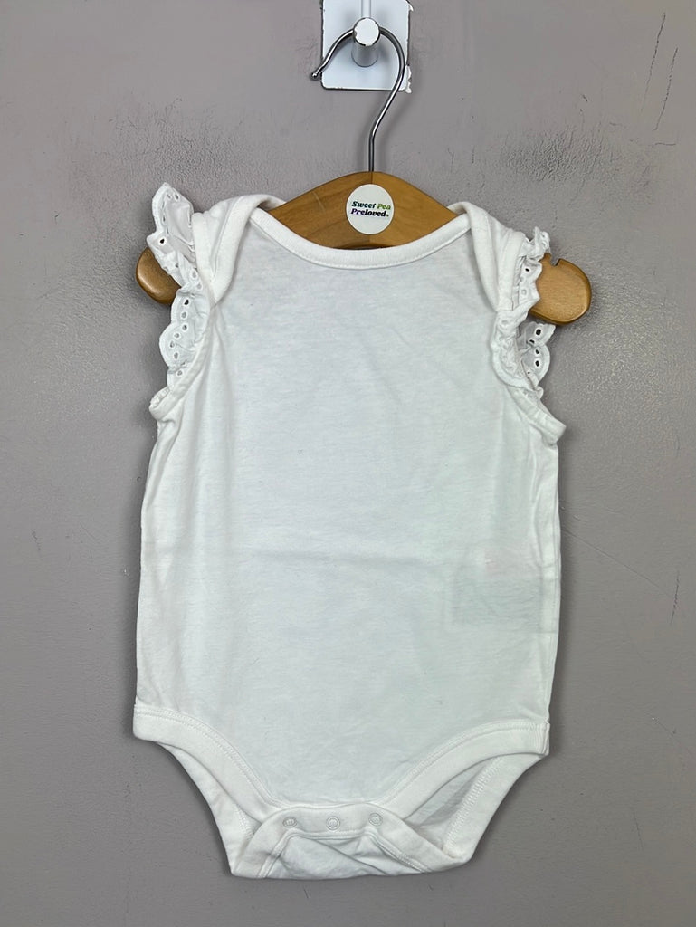 Secondhand baby GAP white broderie frill bodysuit 3-6m