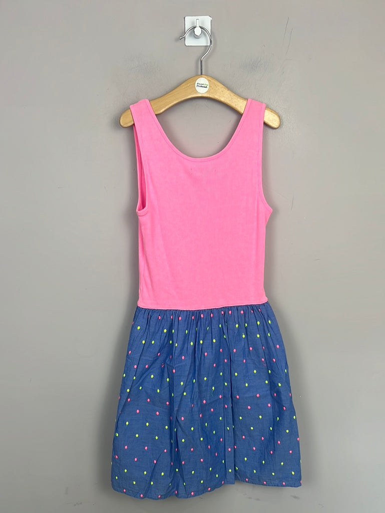 Preloved older girls Gap split chambray/neon pink dress 12-13y