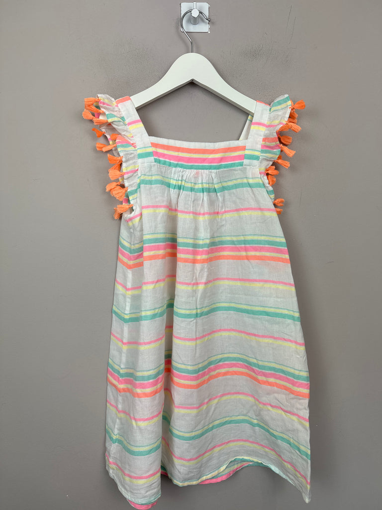 Sunuva White Neon Stripe Dress 7-8y - Sweet Pea Preloved
