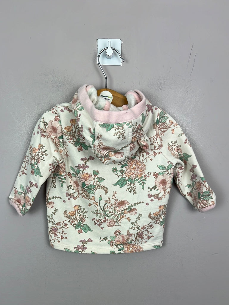 Preloved Next pink floral sweatshirt cardigan 3-6m