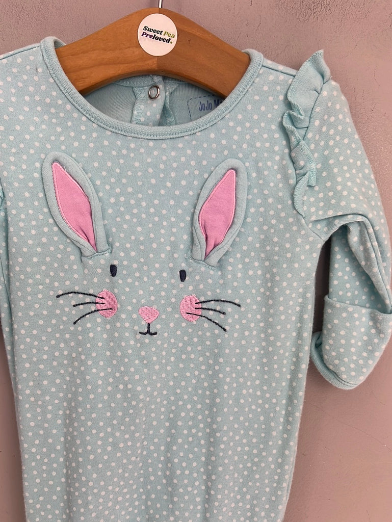 Second Hand Baby Jojo Maman Bebe aqua bunny sleepsuit 0-3m