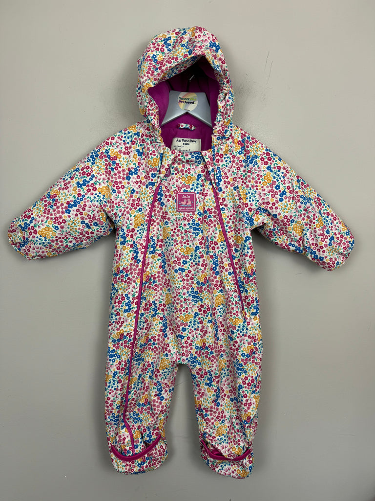 Jojo Maman Bebe Floral Waterproof Snowsuit 9-12m - Sweet Pea Preloved