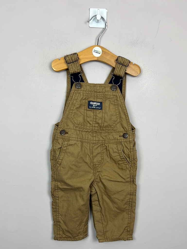 Second Hand Baby Oshkosh tan lined dungarees 6m