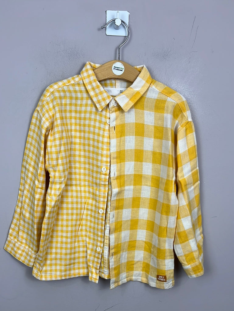 Preloved kids Zara yellow check shirt 4-5y