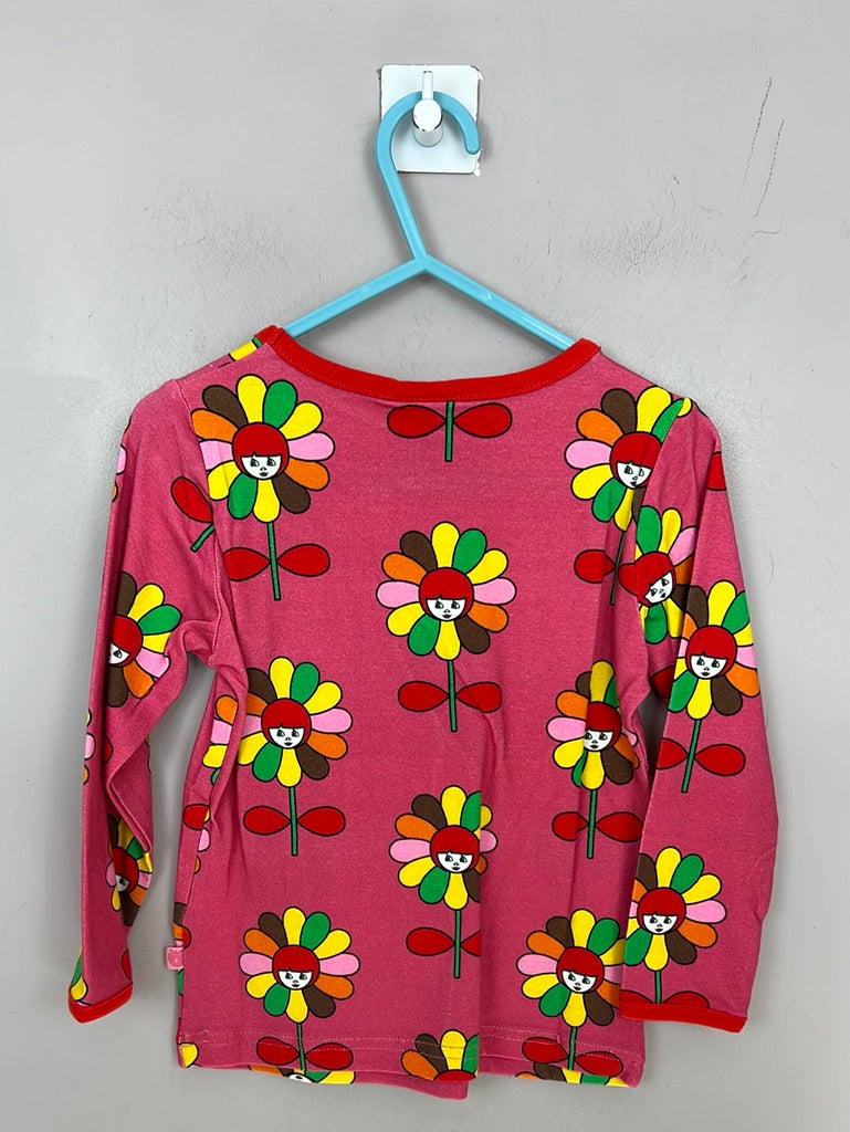 SMAFOLK organic cotton long sleeved top FLOWER GIRL/PINK 1-2y - Sweet Pea Preloved