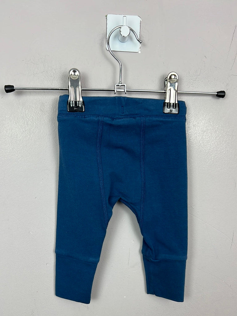 Second Hand Baby Polarn O. Pyret blue teal jersey trousers 0-1m