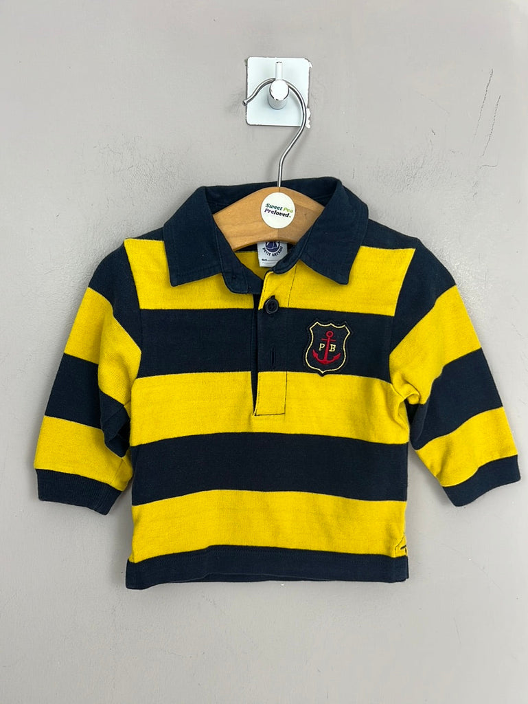 Secondhand baby Petit Bateau yellow & navy rugby shirt 3m