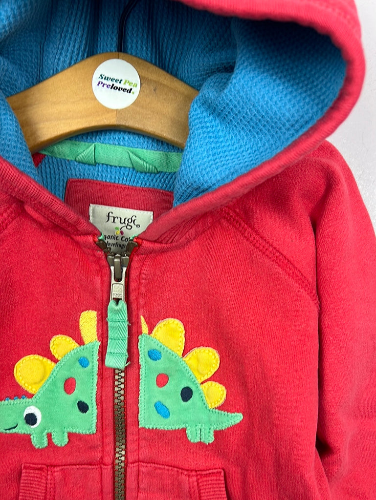 Pre Loved Baby Frugi red dinosaur zip up hoodie 6-12m