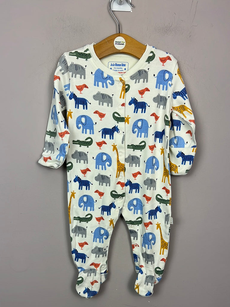Preloved baby Jojo Maman Bebe safari animals sleepsuit & jacket set 3-6m