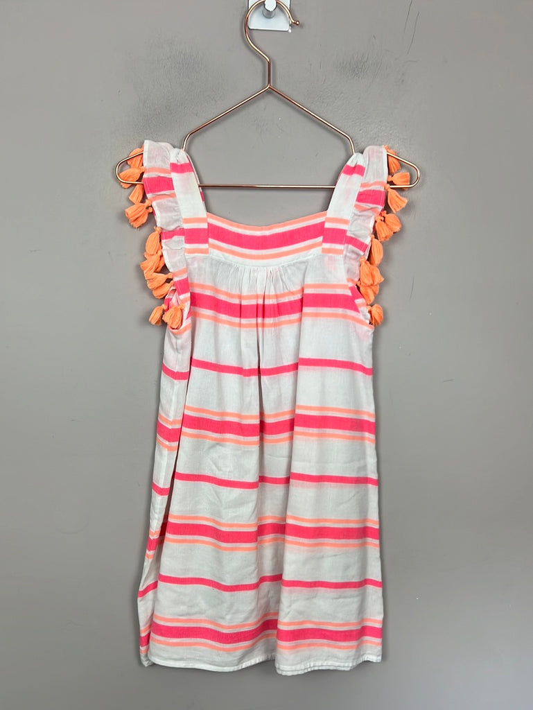 Girls Sun UVA neon stripe tassel dress 