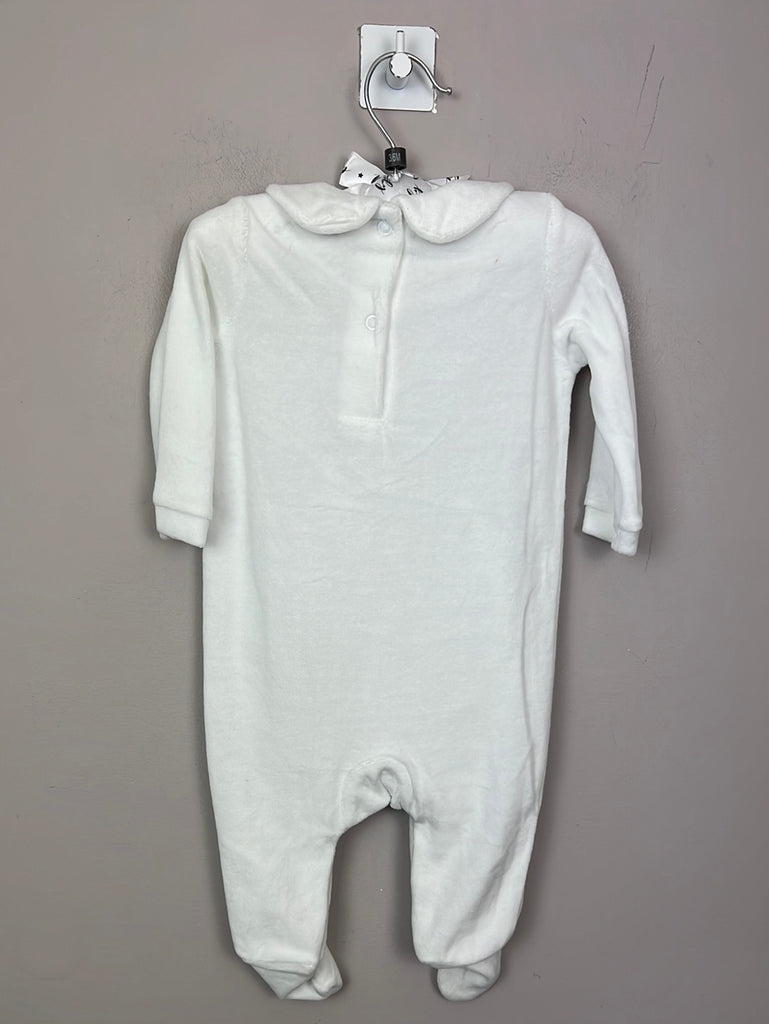 Rock a bye Baby White Star, Smocked All In One 3-6m - Back