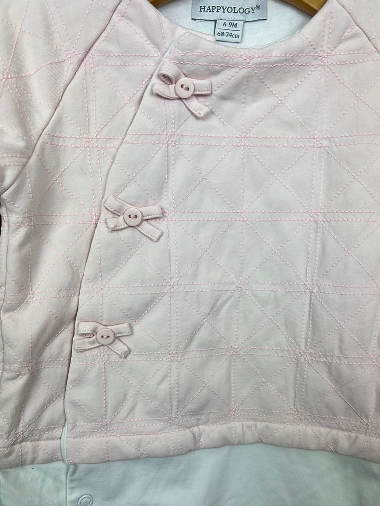 Pre loved baby Happyology Pink/ White Kimono romper 6-9m