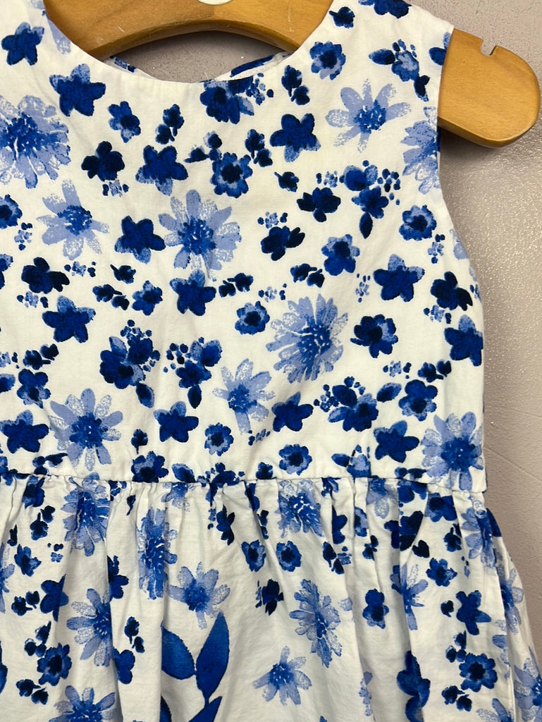 Second hand Next blue white floral cotton dress 6-9m