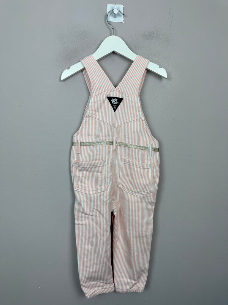 Oshkosh pink hickory stripe dungarees 24m - UK